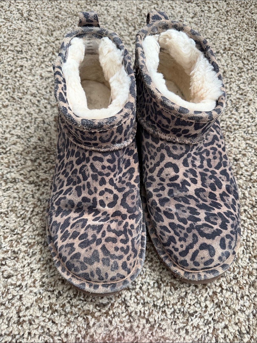 BearPaw Leopard Print Cozy Slip-On Booties - Brown & Black